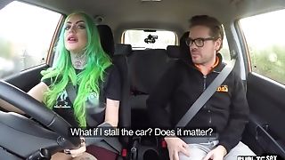 Big-chested Cougar Mouth Jizzed In Car After Fuck-a-thon With Driving Tutor